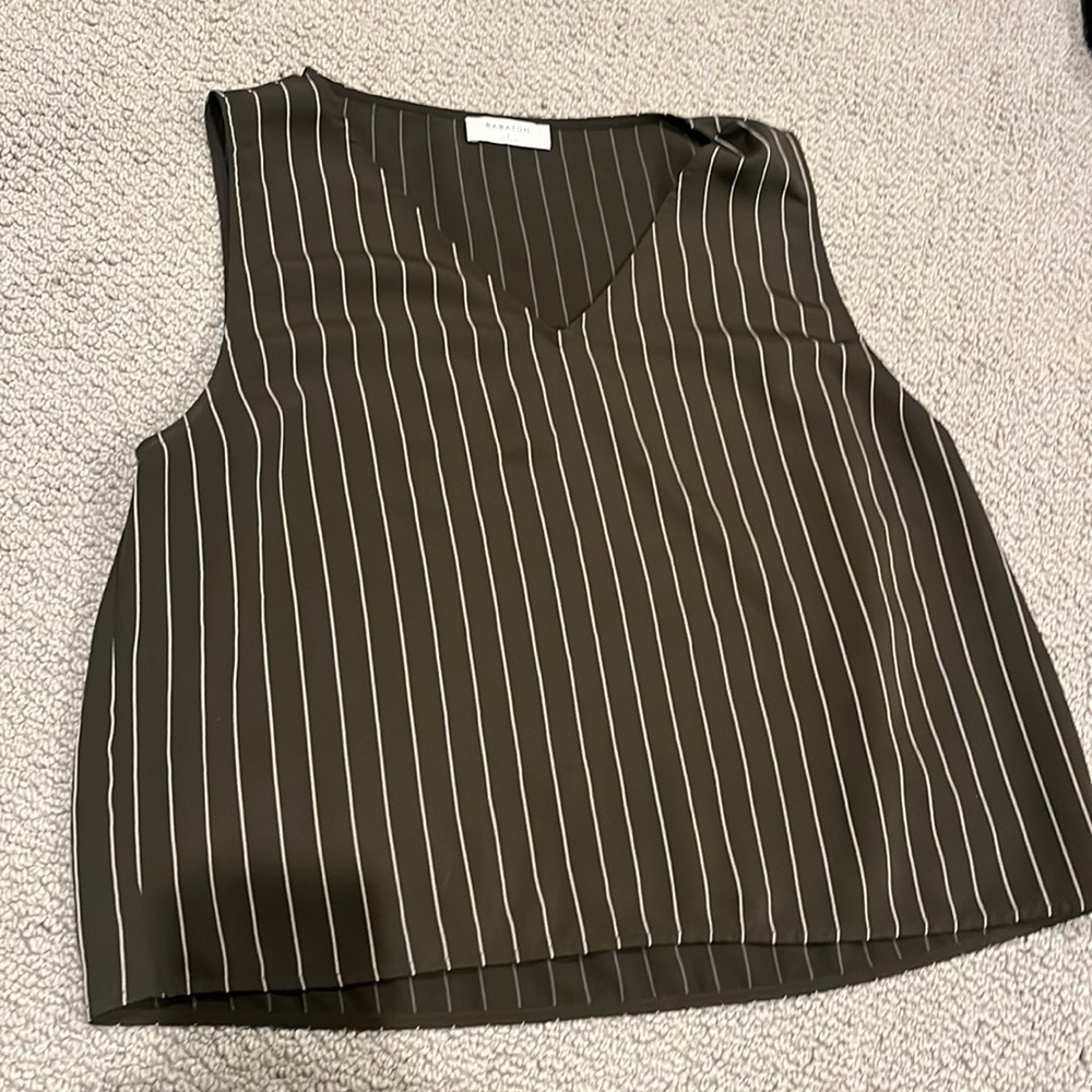 babaton murphy v neck green stripe L